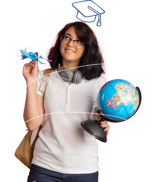 Student beginning an international education journey